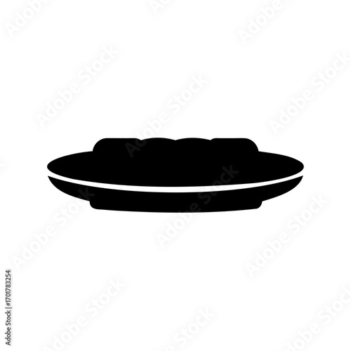 Silhouette of a plate filled with food, culinary dish illustration art