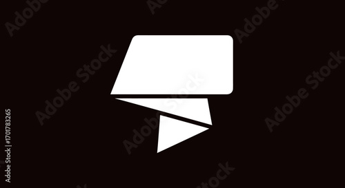 Abstract white shape design on black background for modern branding and logo.