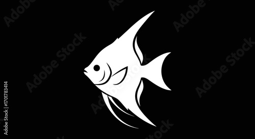 Elegant white angelfish silhouette graphic design.