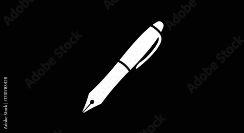 Simple white hand drawn pen illustration on black.