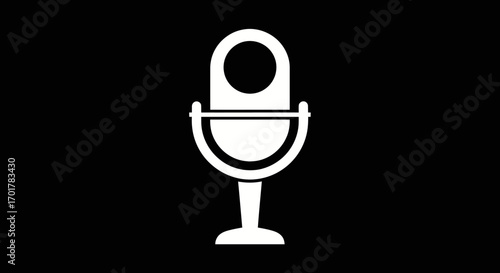 White microphone icon on black background representing audio recording.