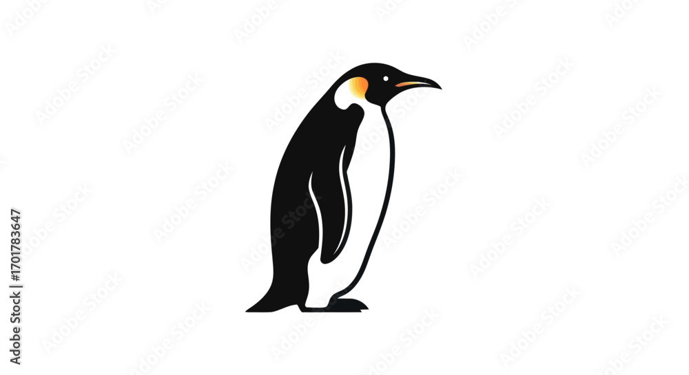 Obraz premium Elegant emperor penguin standing tall in a minimalist vector illustration.