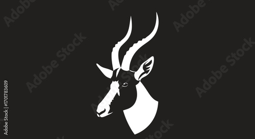 Blackbuck Antelope Head Profile Silhouette.