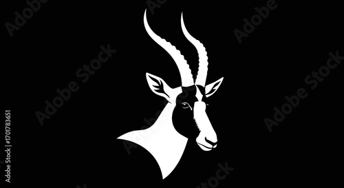 Elegant Sable Antelope Head Profile in Striking Black and White.
