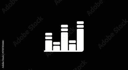 Minimalist white audio equalizer icon graphic design.