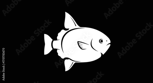 Monochrome Sunfish Illustration: A Detailed Marine Life Depiction.