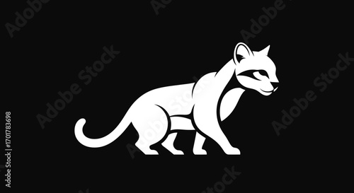 Silhouette of a Wild Cat Focused on Detail Minimalist Design Profile View Wildlife Art.