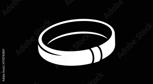 Simple White Ring Design on Black Background.