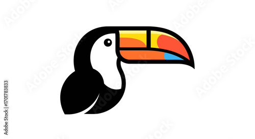 Stylized Toucan Bird Head with Colorful Beak Illustration.