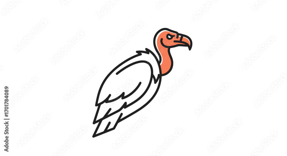 Fototapeta premium Simple line art illustration of a vulture bird.