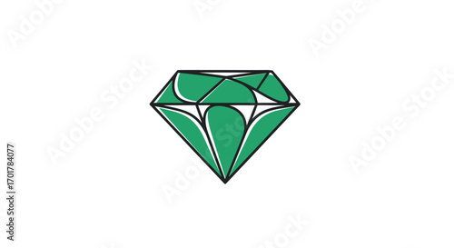 A vibrant green diamond gemstone with sharp geometric facets.