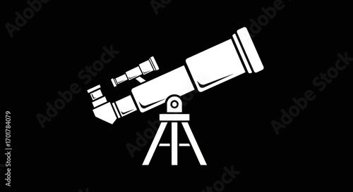 Telescope on Tripod Astronomy Instrument Scientific Tool Optical Device Space Exploration Observation Equipment.