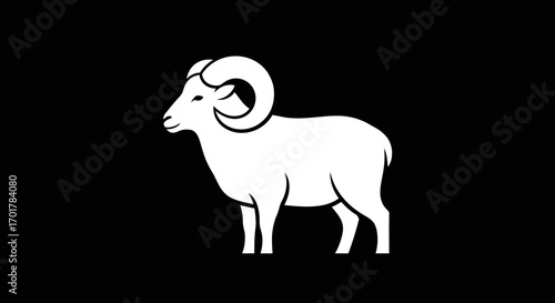 Majestic Ram Profile White Silhouette.