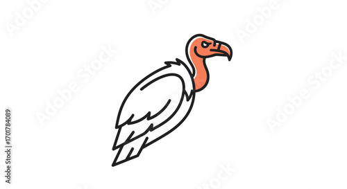 Simple line art illustration of a vulture bird.