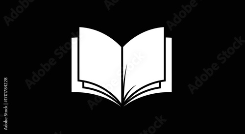 Simple White Open Book Icon Representing Knowledge and Learning.