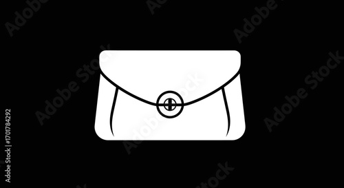 White clutch purse with button closure.