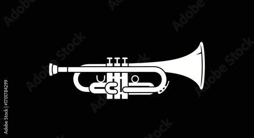 White Trumpet Silhouette Musical Instrument Icon.