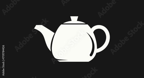 White teapot kitchen utensil for tea brewing.