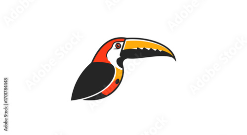 Vibrant Toucan Bird Illustration Profile View.