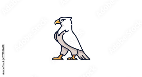 Majestic white eagle illustration standing tall with sharp gaze and focused attention.