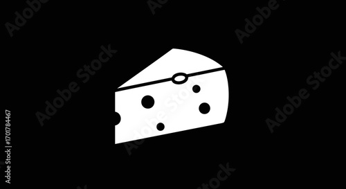 Minimalist Cheese Wedge Illustration on Black Background.