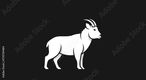 White goat illustration side profile view.
