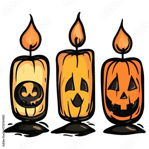 halloween candles, halloween, festival, vector, transparent background, candles, candlesticks, decoration, celebration, flame, fire, wax, burning, icon, hot, candlelights