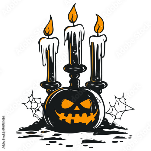 halloween candles, halloween, festival, vector, transparent background, candles, candlesticks, decoration, celebration, flame, fire, wax, burning, icon, hot, candlelights