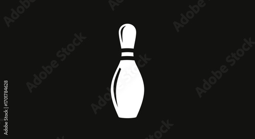White bowling pin icon representing sport and game.