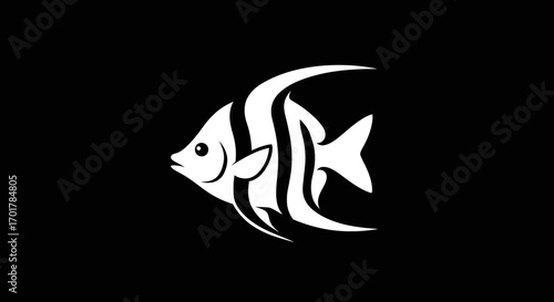 Stylized Angelfish Silhouette Vector Illustration.