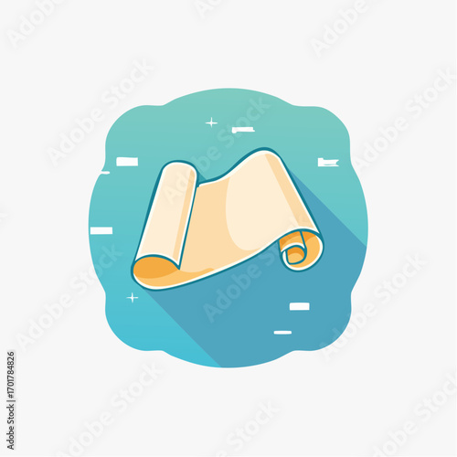An Artistic Illustration Depicting a Curled Manuscript Amidst a Blue and Teal Gradient