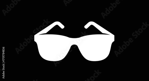 White silhouette of classic sunglasses on a black background.