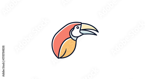Stylized Toucan Head with Bold Outlines and Vibrant Color Accents.