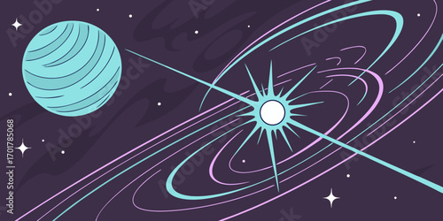 Explore the cosmos with this captivating planet illustration, perfect for science projects, astronomy education, or space-themed designs, showcasing celestial beauty and cosmic wonders
