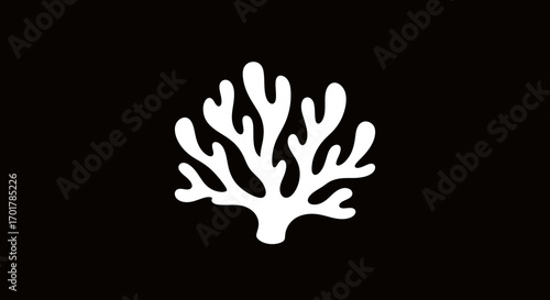 White stylized coral reef plant illustration.