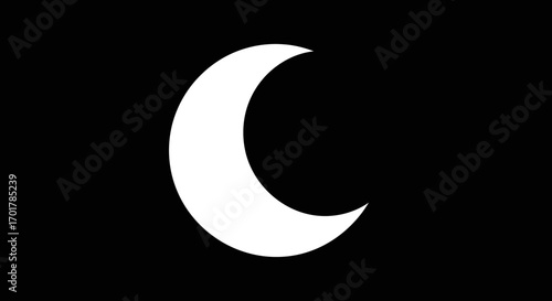 A simple and clean illustration of a white crescent moon.