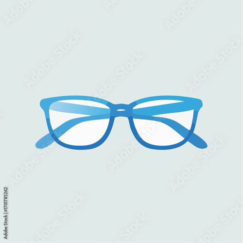An Illustrated Pair of Blue Spectacles Centered on a Light Grayish-Blue Background