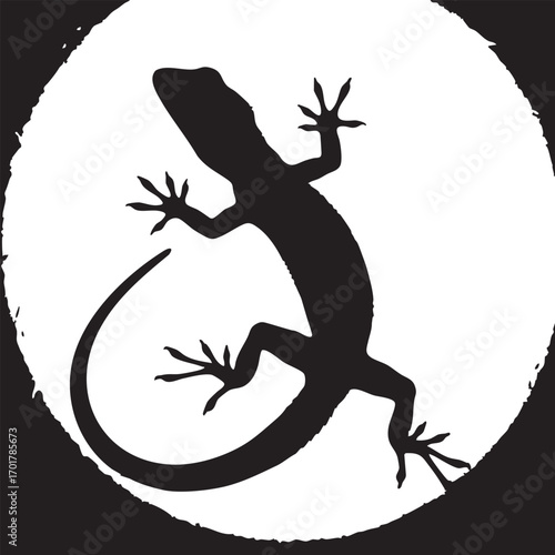 Silhouette of a lizard, showcasing its unique shape and texture, perfect for naturethemed designs, educational materials, or minimalist art projects