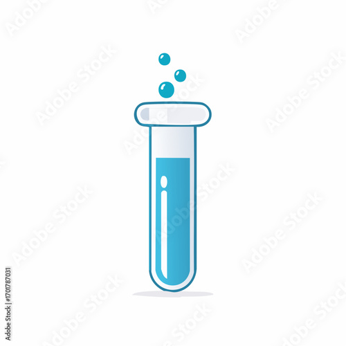 Conceptual illustration of a laboratory flask with liquid and bubbles, suitable for science themes