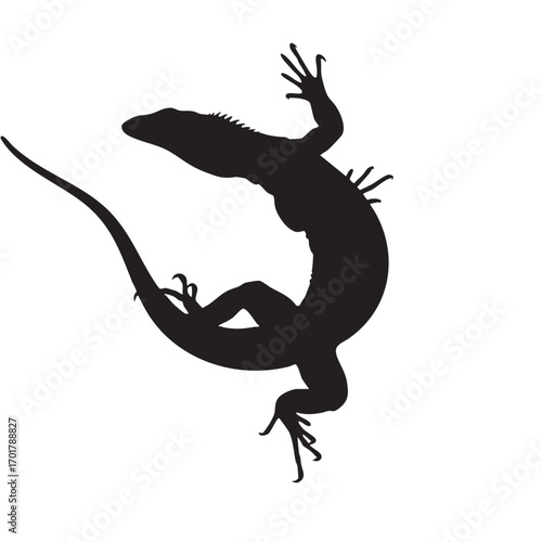 Silhouette of a lizard the lizard is captured in a dynamic pose, creating a visually interesting image the simple design makes it versatile
