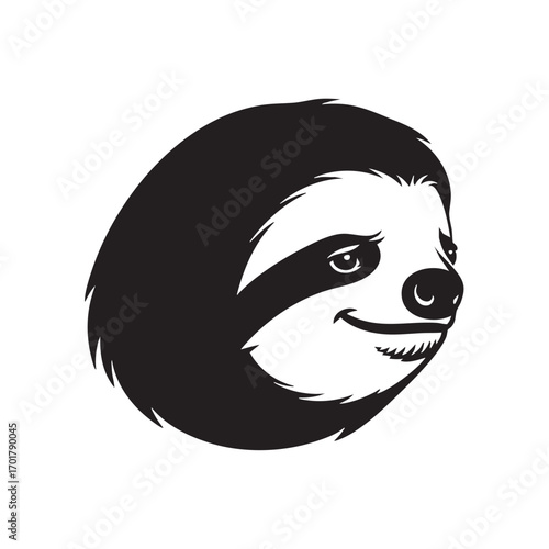 Charming sloth silhouette smiling gently, , its relaxed expression conveying tranquility and a laidback lifestyle, a symbol of slow living