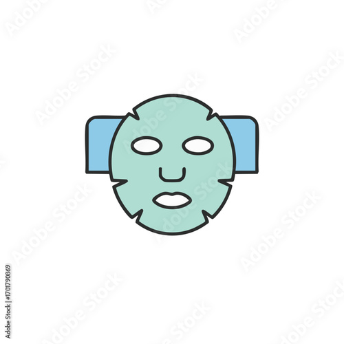 An essential part of a modern beauty routine, this graphic illustration depicts a refreshing sheet mask designed for ultimate facial skincare and relaxation.