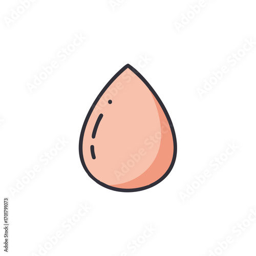 A clean, minimalist illustration of a soft pink beauty blender, an essential tool for flawless cosmetic application, representing modern beauty and skincare.