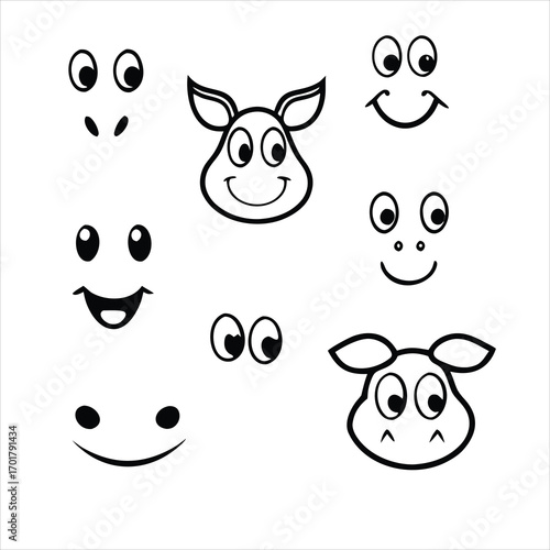 set of funny animals