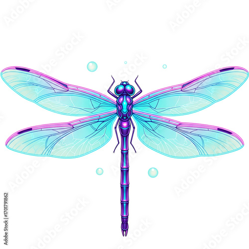 A futuristic concept of a geometric crystal pyramid with glowing neon orbital rings. Abstract vector illustration with a vibrant holographic gradient