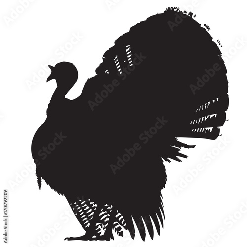 Majestic turkey silhouette, showcasing its fanshaped tail and proud stance, a symbol of abundance, thanksgiving, and the rustic charm of farm life