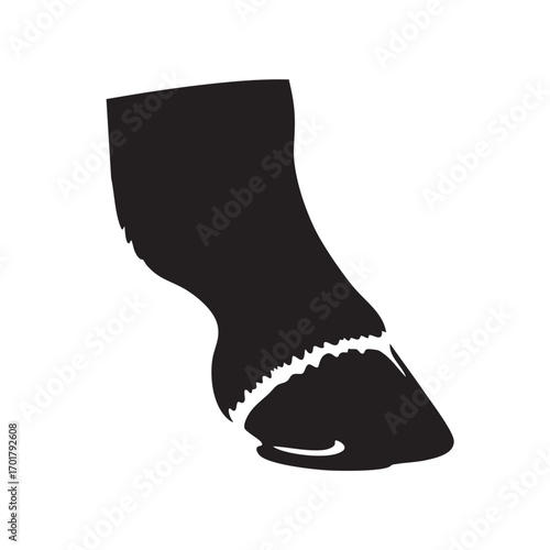 Silhouette of a cow hoof, this vector image showcases the ungulate foot in a simple yet striking design, suitable for farm or animalrelated themes