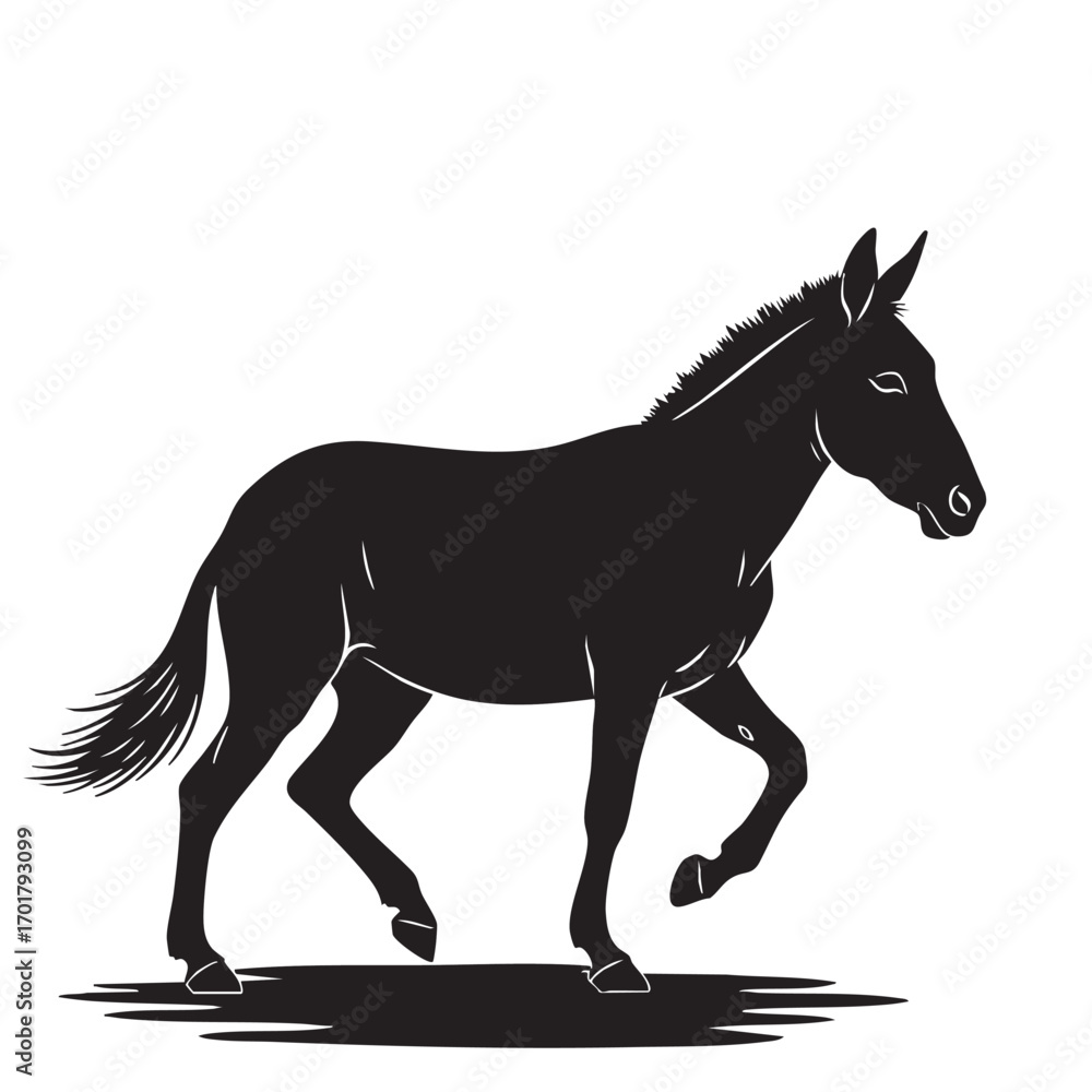 Obraz premium A captivating silhouette of a donkey, , showcasing its sturdy build and gentle nature, perfect for representing farm life, transportation, or animal themes in designs