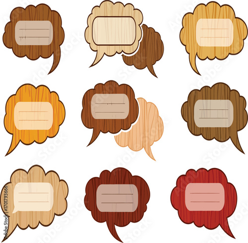 Vector, illustration, chat bubble with a wood theme, poster, background
