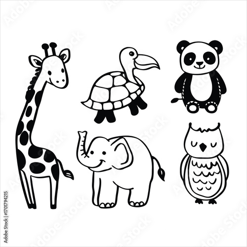 set of funny cartoon animals